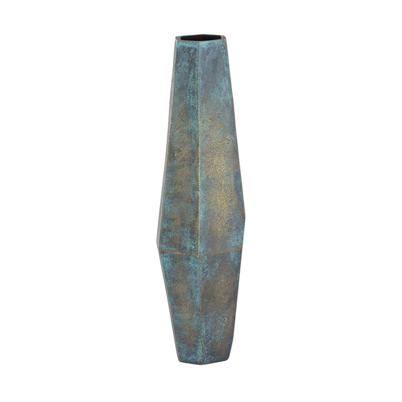 Atlas Lighting Erwin Vase Set of 2 | Oxidized Brass Metal Faceted Vases | Living Room & Entryway Decor | 6.75in W x 6in D x 24in H | Model AC11295-01S