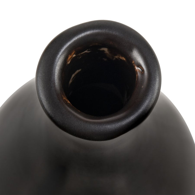 Atlas Lighting Faye 14in Tall Vase | Black Earthenware | Living Room & Entryway Decor | 4 x 4 x 14 in | Model AC11304-02