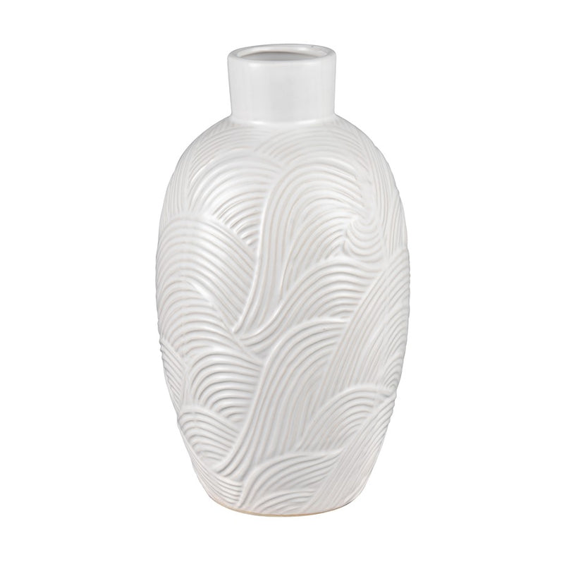 Atlas Lighting Flynn Small Vase | Gloss White Earthenware | Living Room & Entryway Decor | 6.75 x 6.75 x 11.75 in | Model AC11318-01