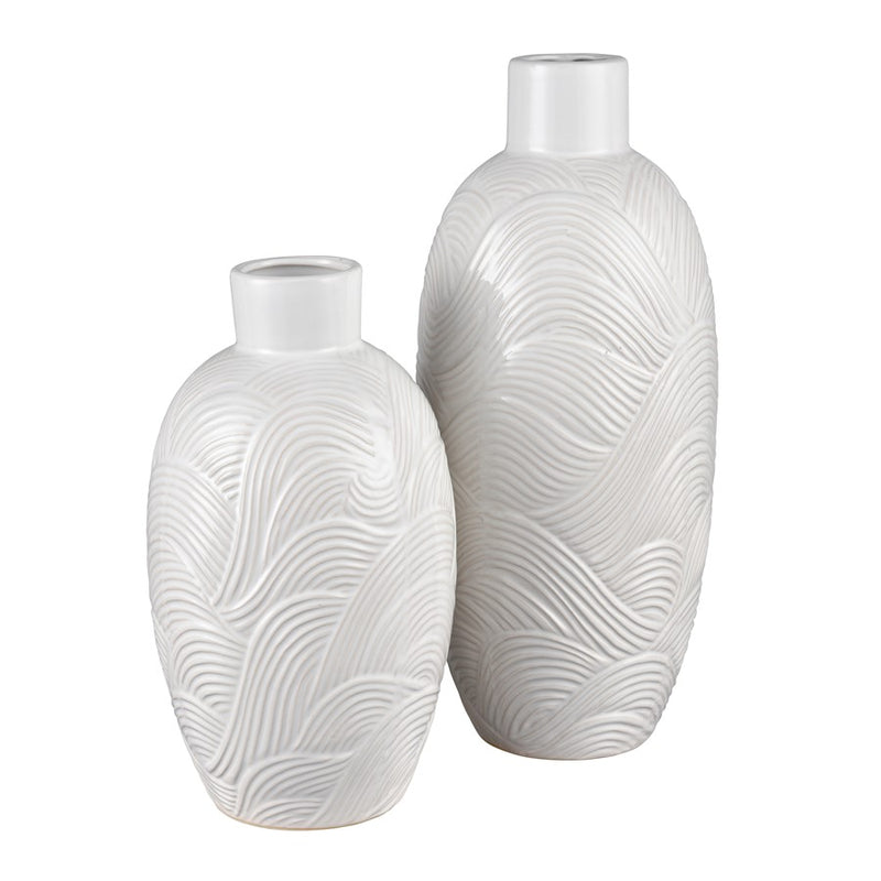 Atlas Lighting Flynn Small Vase | Gloss White Earthenware | Living Room & Entryway Decor | 6.75 x 6.75 x 11.75 in | Model AC11318-01