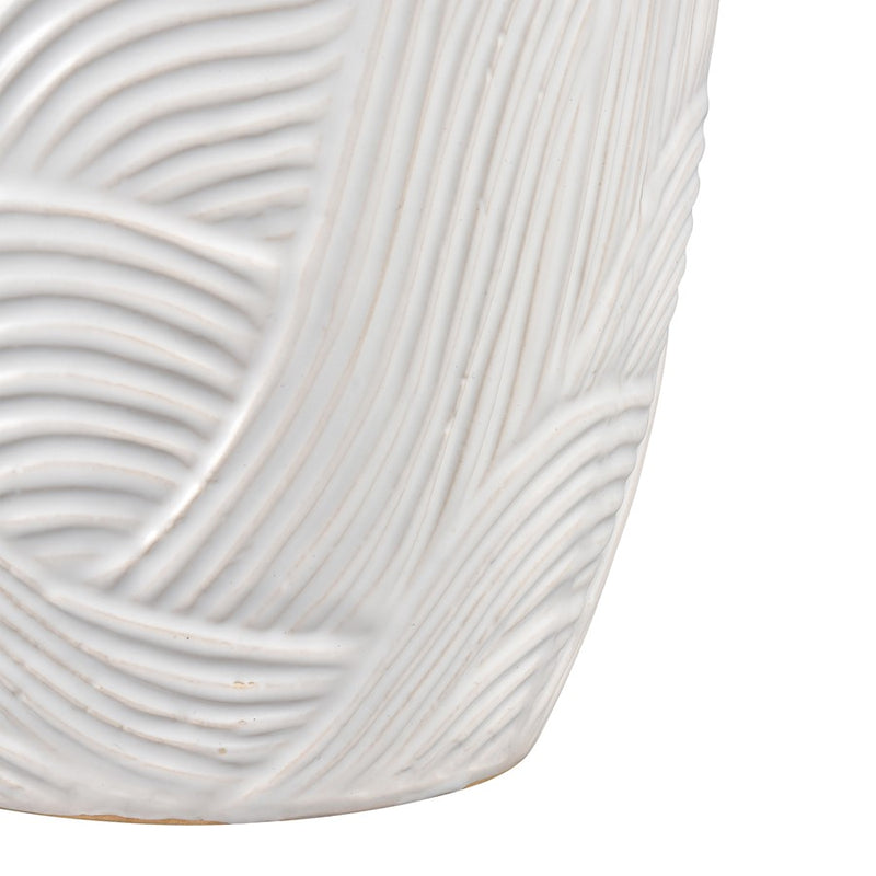 Atlas Lighting Flynn Large Vase | Gloss White Earthenware | Living Room & Entryway Decor | 7 x 7 x 15.75 in | Model AC11318-02