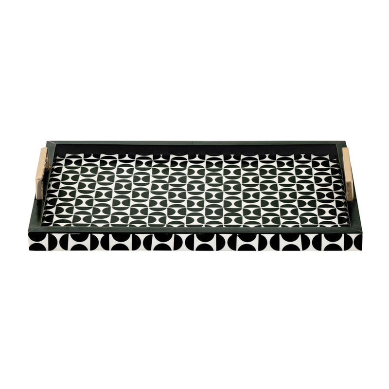 Atlas Lighting Futrelle Tray Set of 2 | Dark Green and White Composite | Coffee Table & Kitchen Organizer | 2.5in H | Model AC11325-01S