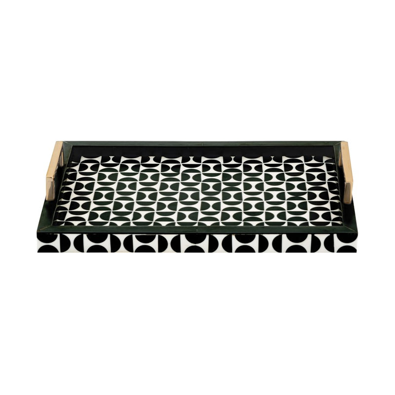 Atlas Lighting Futrelle Tray Set of 2 | Dark Green and White Composite | Coffee Table & Kitchen Organizer | 2.5in H | Model AC11325-01S
