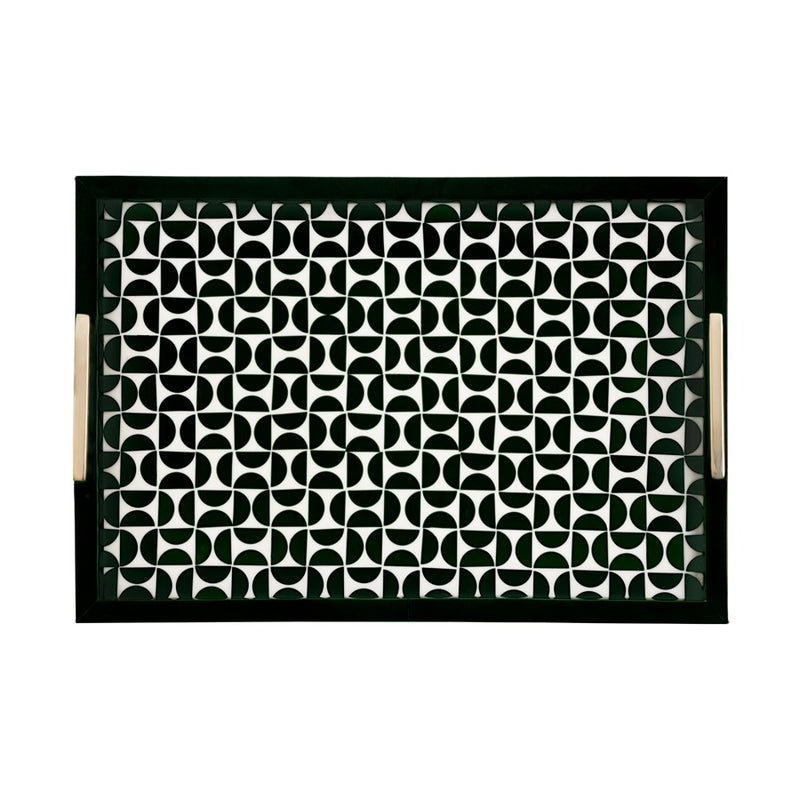 Atlas Lighting Futrelle Tray Set of 2 | Dark Green and White Composite | Coffee Table & Kitchen Organizer | 2.5in H | Model AC11325-01S
