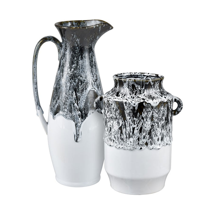 Atlas Lighting Gallemore Pitcher, Black/White Glazed