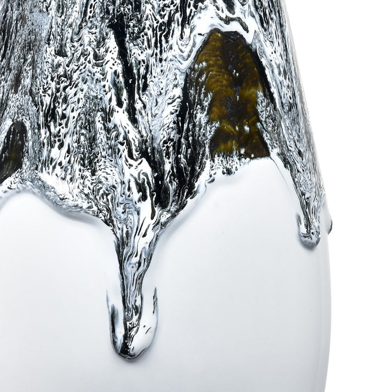 Atlas Lighting Gallemore Pitcher | Black & White Glazed Earthenware | Modern Sculpture for Entryway & Kitchen Counter | 14in H | Model AC11328-01