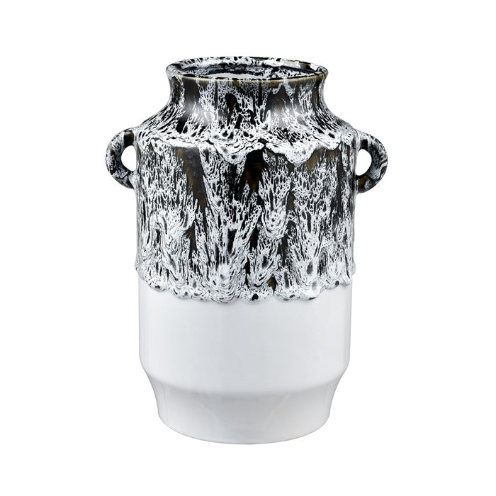 Atlas Lighting Gallemore Vase, Black/White Glazed