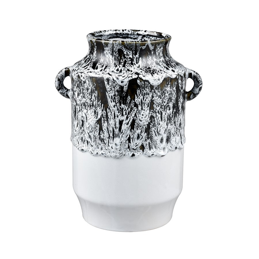 Atlas Lighting Gallemore Vase, Black/White Glazed