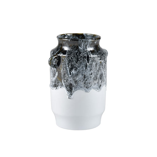 Atlas Lighting Gallemore Vase, Black/White Glazed