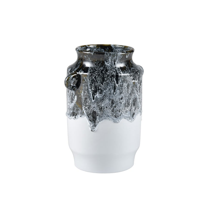 Atlas Lighting Gallemore Vase, Black/White Glazed