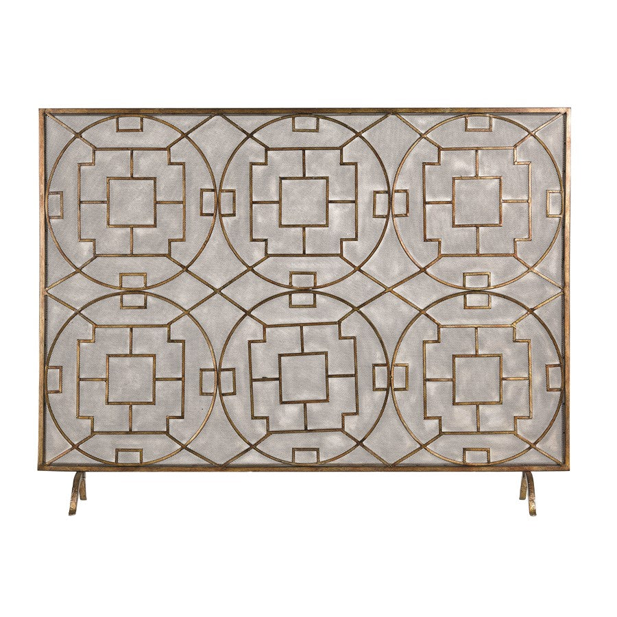 Atlas Lighting Geometric Firescreen, Antique Bronze