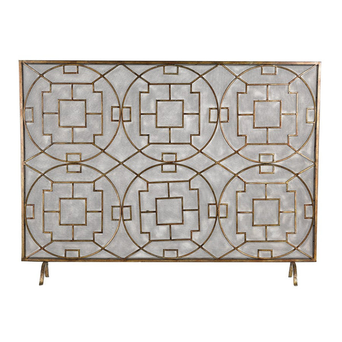 Atlas Lighting Geometric Firescreen, Antique Bronze