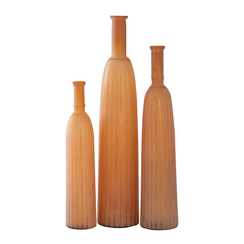 Atlas Lighting Georgia Vase Set of 3 | Frosted Orange Glass | Living Room & Entryway Decor | 25-35in H | Model AC11332-01S