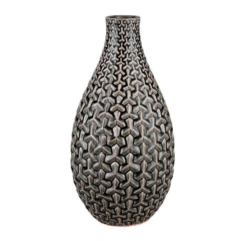 Atlas Lighting Gibbs Large Vase | Gray Earthenware | Living Room & Entryway Decor | 14.5in H | Model AC11333-02