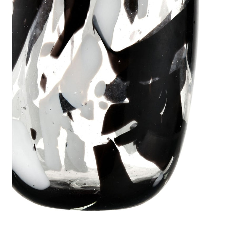 Atlas Lighting Gisli 6in Round Decorative Vase | Black and White Glass | Living Room & Shelf Display | 6 x 4 x 11 in | Model AC11338-01