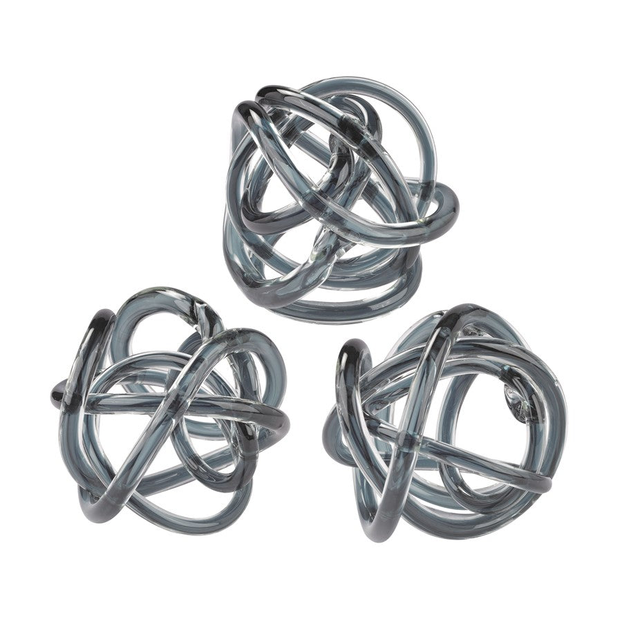 Atlas Lighting Glass Knot, Set of 3, Gray Gray