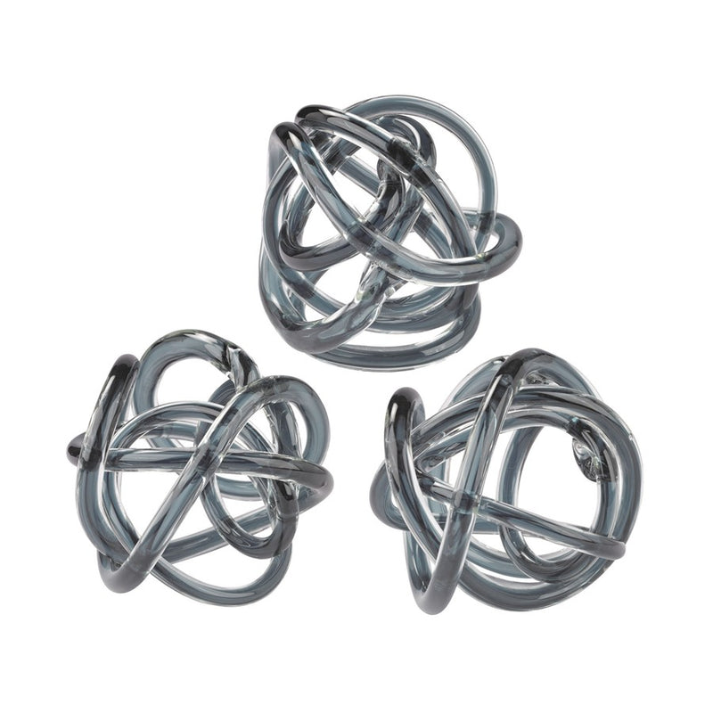 Atlas Lighting Glass Knot, Set of 3, Gray Gray