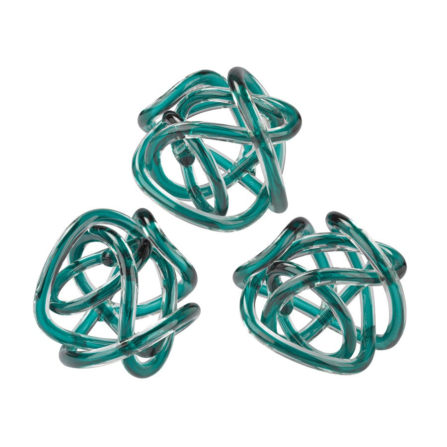 Atlas Lighting Glass Knot, Set of 3, Aqua Aqua