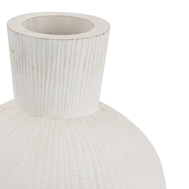 Atlas Lighting Glenn Small Vase | Traditional White Mango Wood with Satin Nickel Rim | Entryway & Dining Table Decor | Model AC11341-01