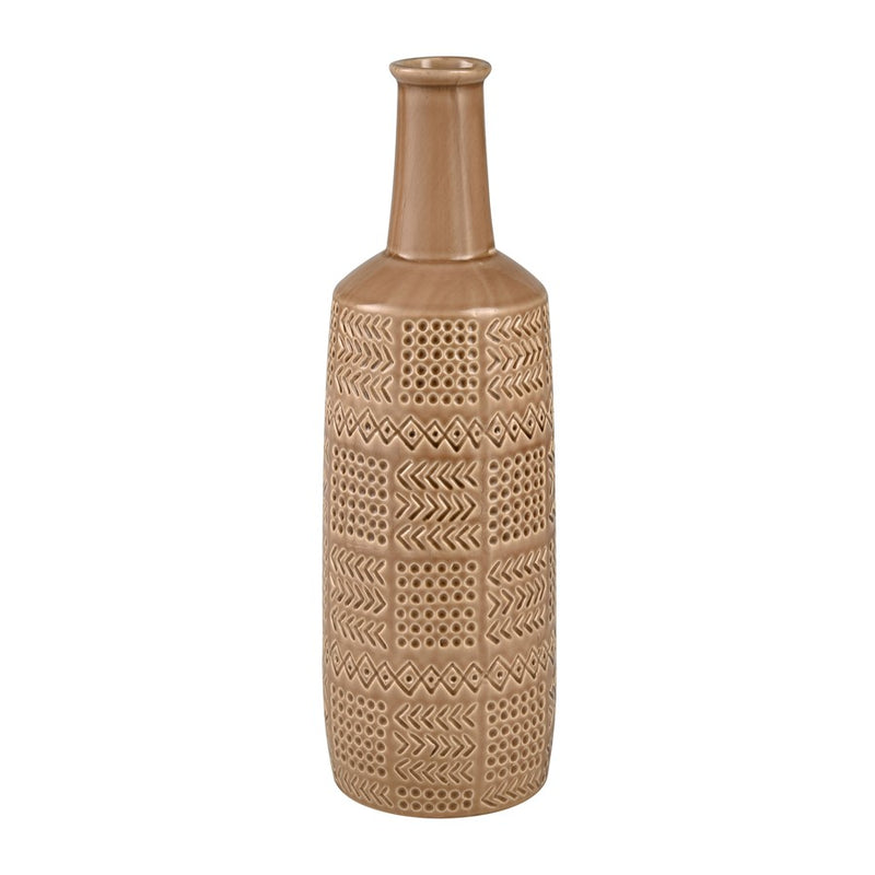 Atlas Lighting Graham Large Vase | Tan Caramel Earthenware Sculptural Decor | Living Room & Entryway Accent | 5 x 5 x 17 in | Model AC11345-01