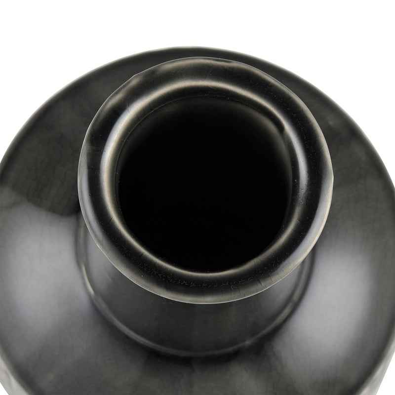 Atlas Lighting Graham 15in Black Earthenware Vase | Traditional Bottle-Shaped Decor | Entryway & Living Room Accent | 5 x 5 x 15 in | Model AC11345-02