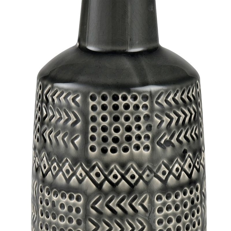 Atlas Lighting Graham 15in Black Earthenware Vase | Traditional Bottle-Shaped Decor | Entryway & Living Room Accent | 5 x 5 x 15 in | Model AC11345-02