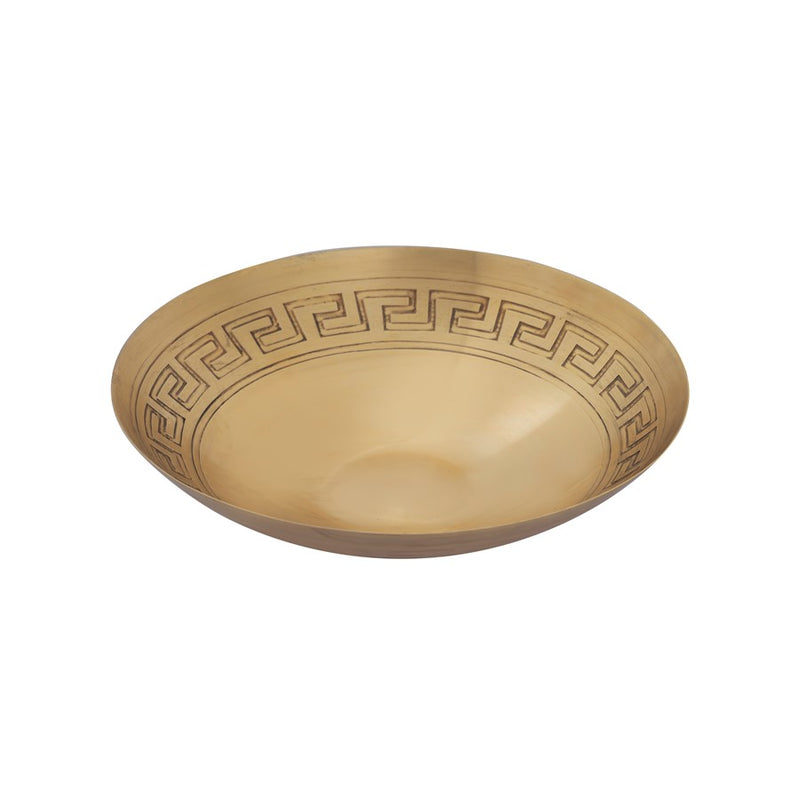 Atlas Lighting Greek Key Set of 3 Antique Brass Metal Bowls | Transitional Geometric Decor | Entryway & Dining Room Accent | Model AC11348-01S