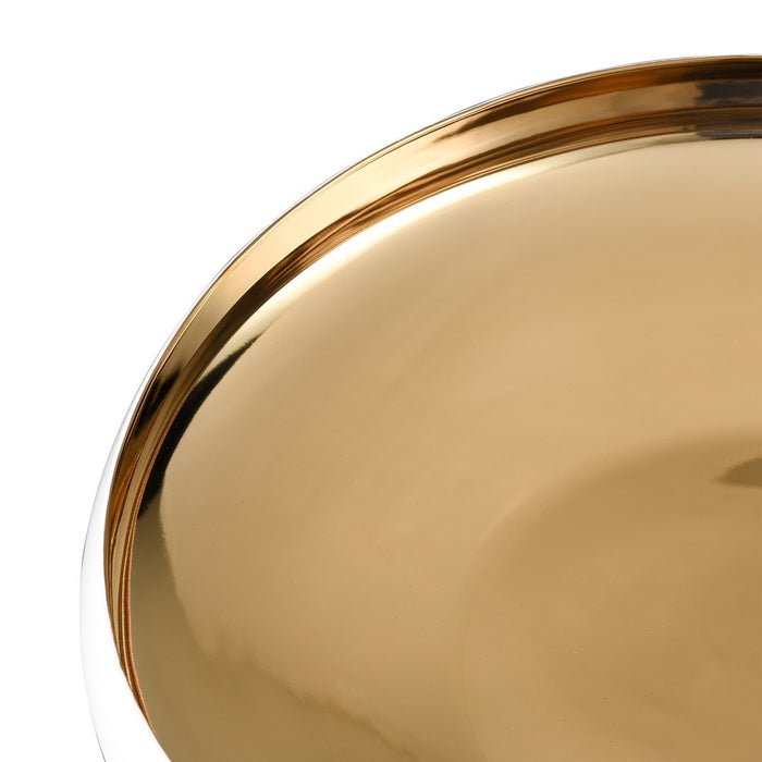 Atlas Lighting Greer Bowl, Low White/Gold Glazed