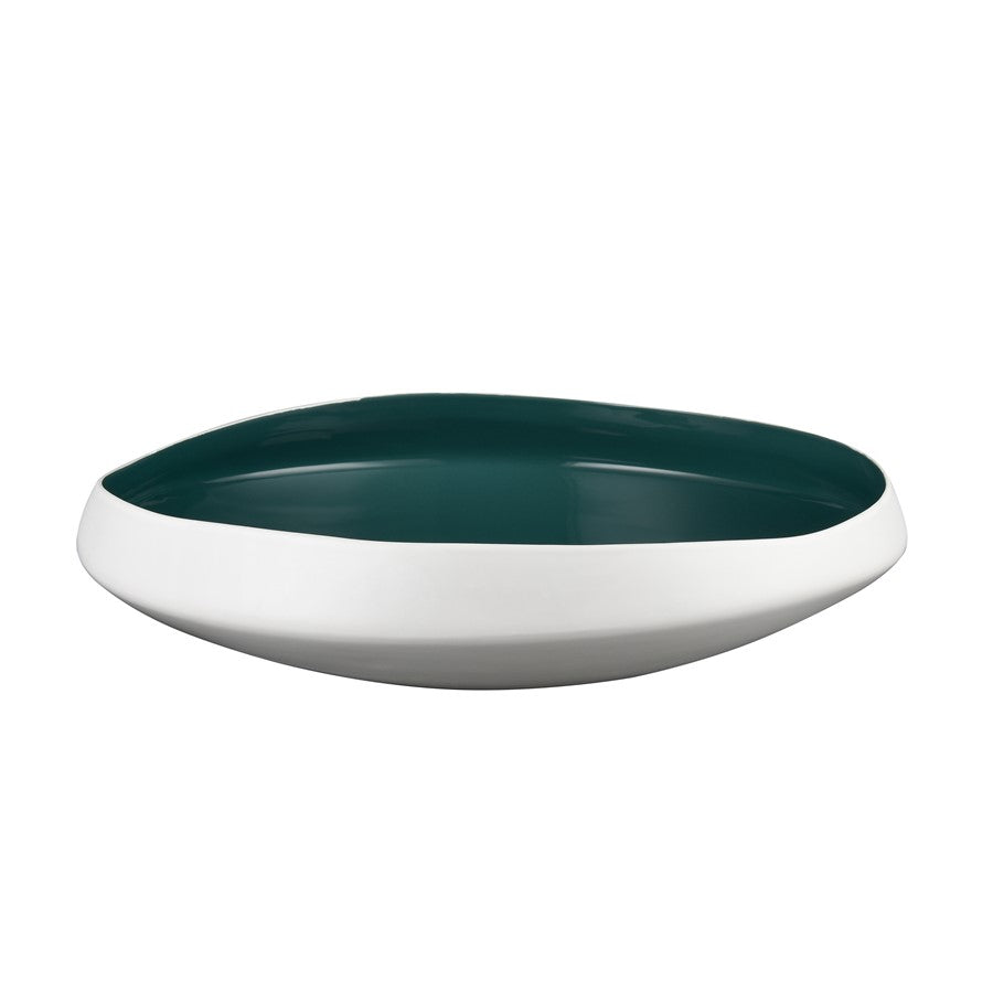 Atlas Lighting Greer Bowl, Low White/Turquoise Glazed