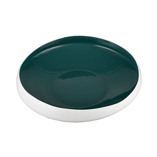 Atlas Lighting Greer Bowl, Low White/Turquoise Glazed