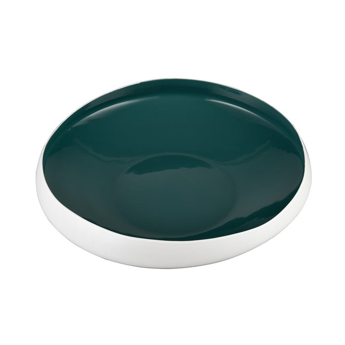 Atlas Lighting Greer Bowl, Low White/Turquoise Glazed