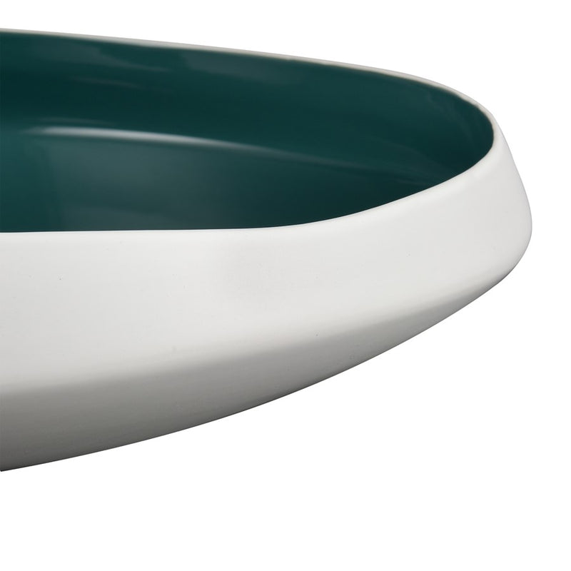 Atlas Lighting Greer Bowl, Low White/Turquoise Glazed