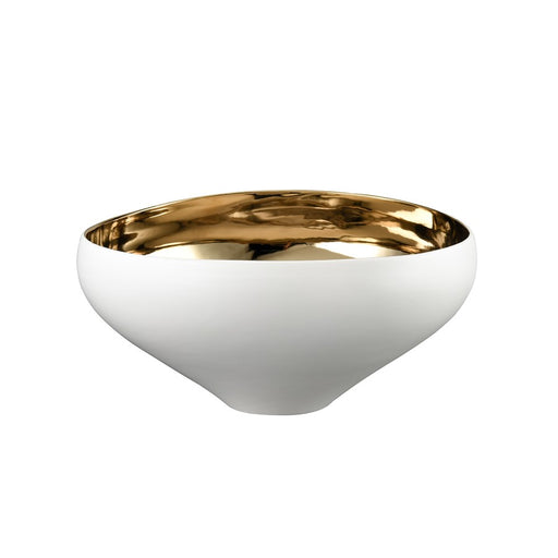 Atlas Lighting Greer Bowl, Tall White/Gold Glazed