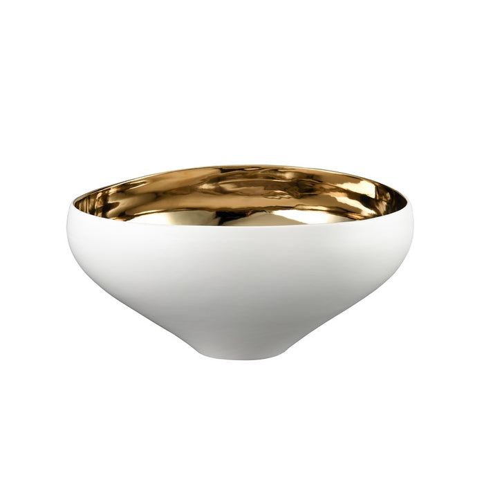 Atlas Lighting Greer Bowl, Tall White/Gold Glazed