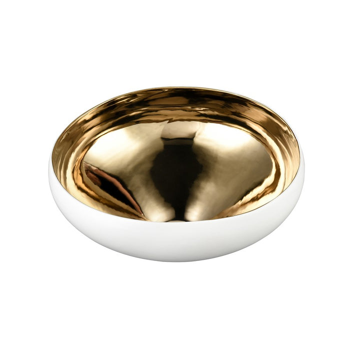 Atlas Lighting Greer Bowl, Tall White/Gold Glazed