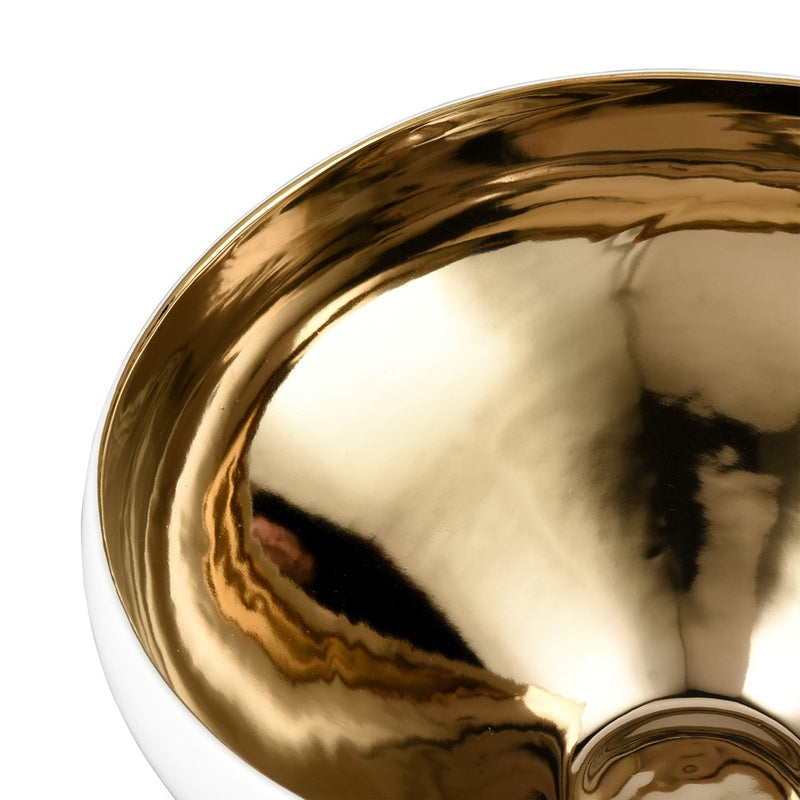 Atlas Lighting Greer Bowl, Tall White/Gold Glazed