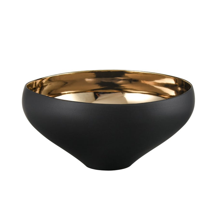 Atlas Lighting Greer Bowl, Tall Black/Gold Glazed