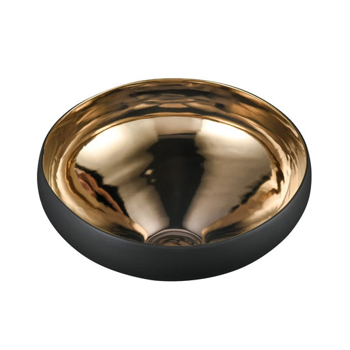 Atlas Lighting Greer Bowl, Tall Black/Gold Glazed