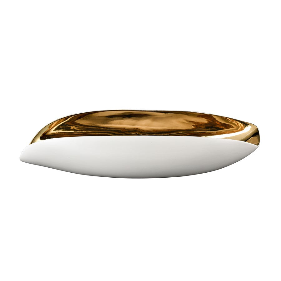 Atlas Lighting Greer Vessel, White/Gold Glazed