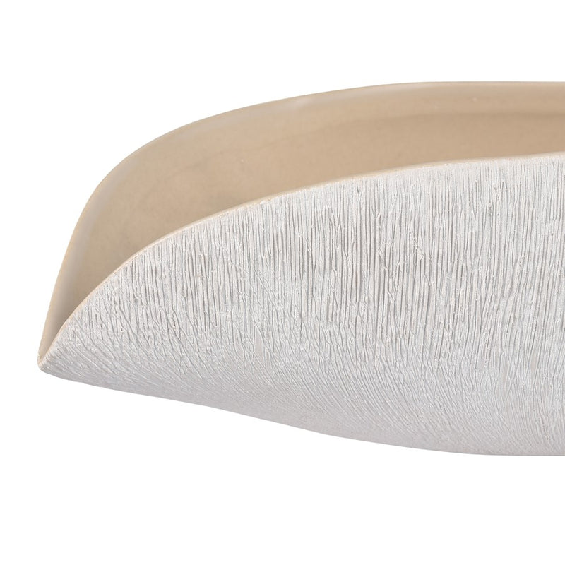 Atlas Lighting Greer Vessel | Matte White & Beige Earthenware | Living Room & Entryway Decor | 18 x 7 x 4 in | Model AC11351-02