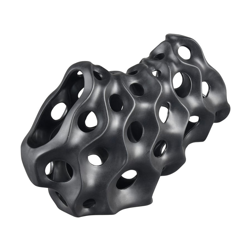 Atlas Lighting Gwin Sculpture | Modern Black Earthenware Abstract Coral | Shelf & Console Decor | 16 x 6 x 11.5 in | Model AC11355-01