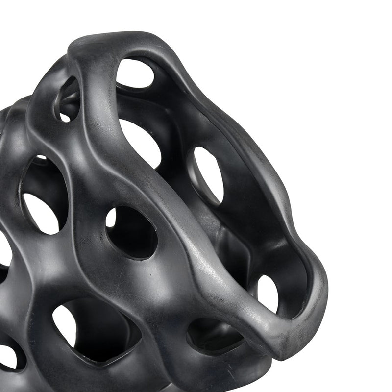 Atlas Lighting Gwin Sculpture | Modern Black Earthenware Abstract Coral | Shelf & Console Decor | 16 x 6 x 11.5 in | Model AC11355-01