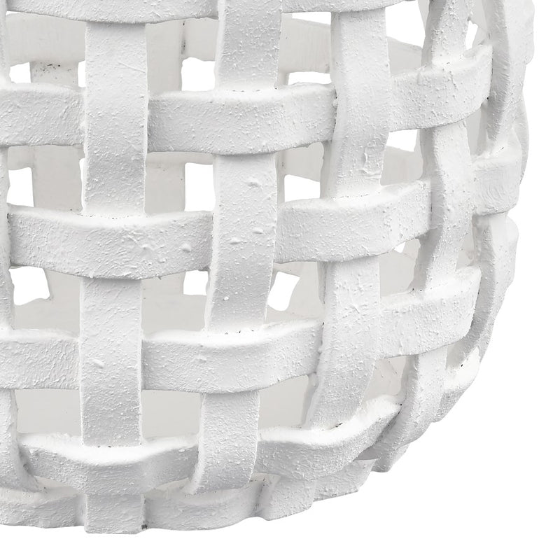 Atlas Lighting Haney Large 9.75in Candleholder | White Composite Open Weave | Coastal Living Room & Entryway Decor | Model AC11361-02