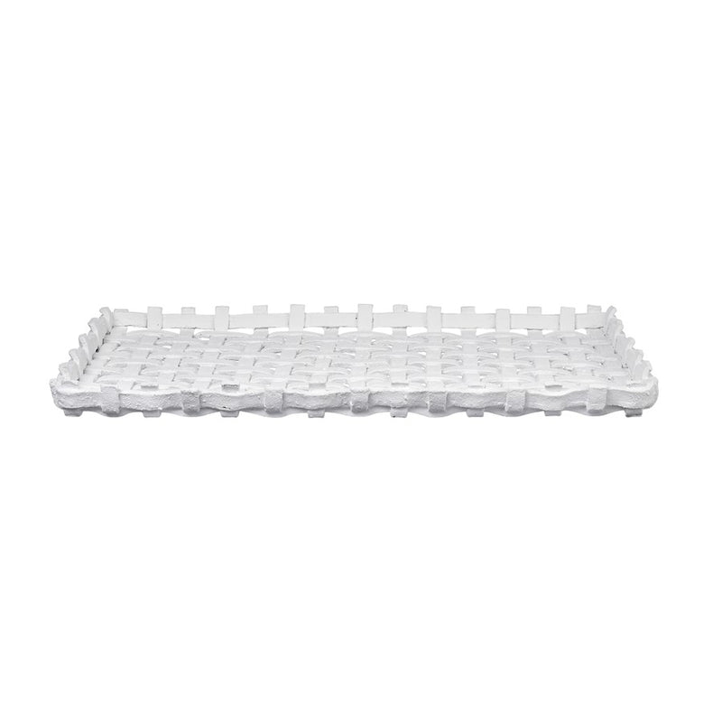 Atlas Lighting Haney 22in Serving Tray | Matte White Composite | Tabletop Entertaining & Display | 22 x 12 x 1.5 in | Model AC11363-01
