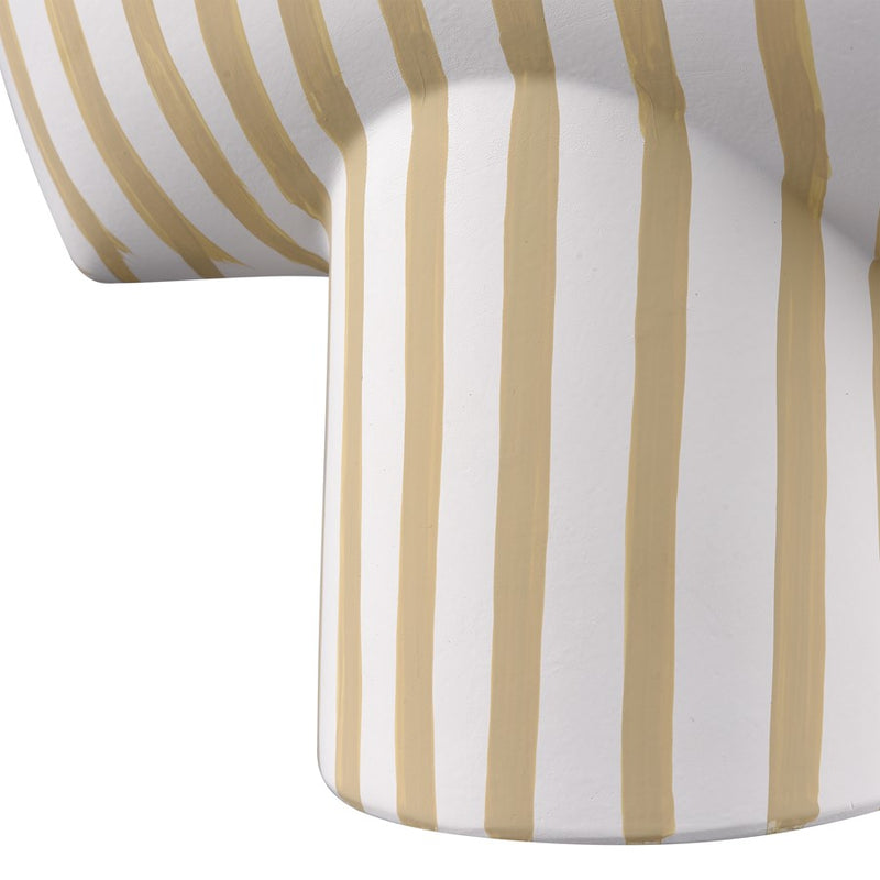 Atlas Lighting Hawking Striped Small Vase | White & Beige Earthenware | Living Room & Entryway Decor | 9 x 4.5 x 12 in | Model AC11376-01