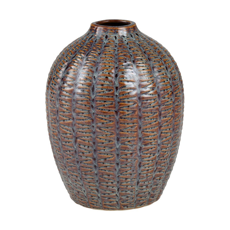 Atlas Lighting Hawley Small Vase | Brown Reactive Earthenware | Traditional Living Room & Entryway Decor | 8 x 8 x 10 in | Model AC11378-01