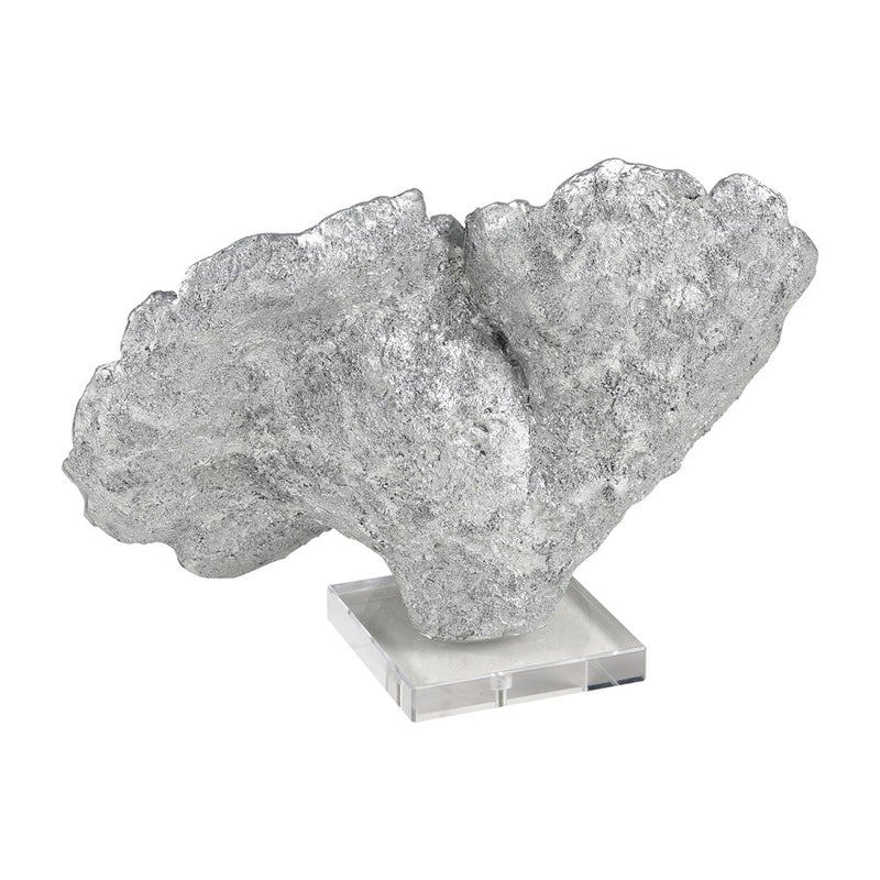Atlas Lighting Hilty 13in Silver Coral Sculpture on Acrylic Base | Modern Composite Art | Bookshelf & Tabletop Decor | Model AC11384-01