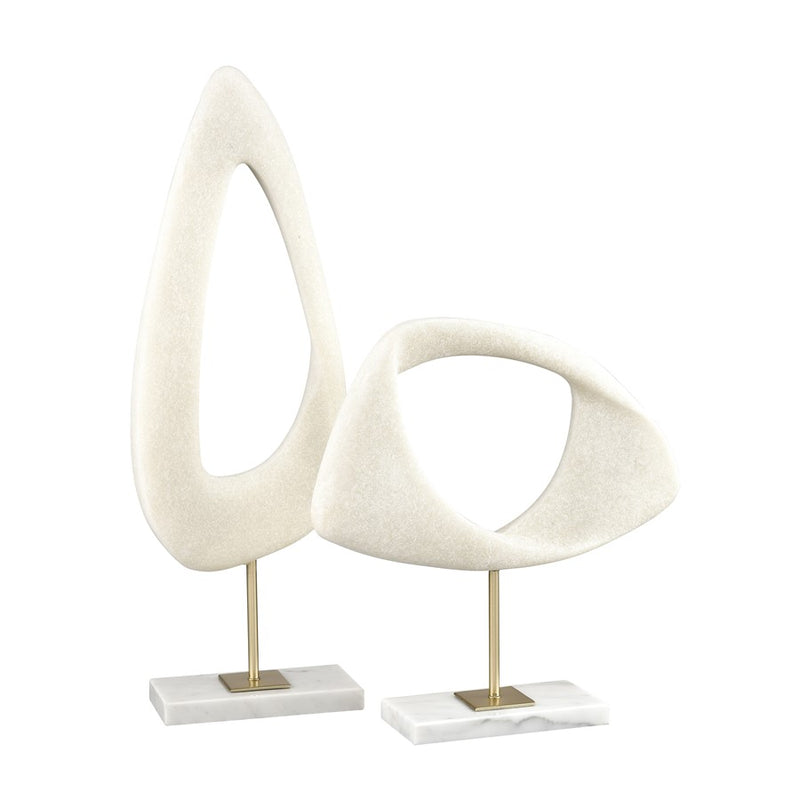 Atlas Lighting Hodge Large Sculpture | Alabaster Composite and Gold Metal | Living Room & Office Decor | 7 x 3.25 x 20.75 in | Model AC11385-01