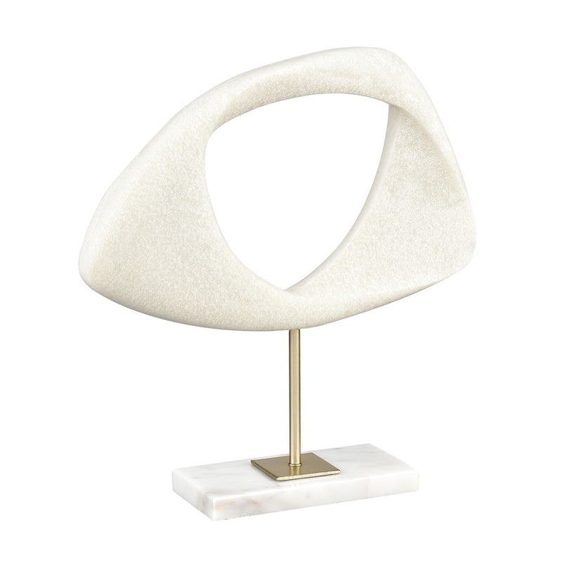 Atlas Lighting Hodge Small Sculpture | Alabaster Composite and Gold Metal | Living Room & Office Decor | 12 x 3.25 x 12.5 in | Model AC11386-01
