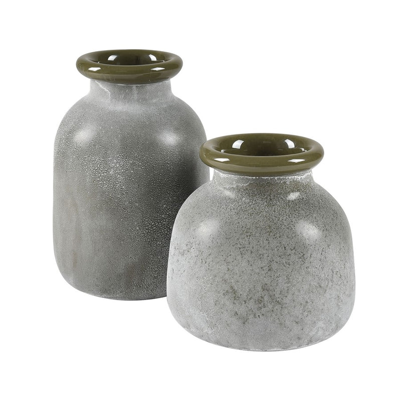 Atlas Lighting Hollum Small Vase | Frosted Green Glass | Farmhouse & Organic Decor | 9 x 9 x 8.5 in | Model AC11388-01
